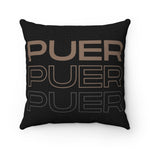 Load image into Gallery viewer, PUER Black Faux Suede Pillow - Tea Strut