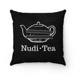 Load image into Gallery viewer, Nudi Tea Black Faux Suede Pillow - Tea Strut