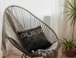 Load image into Gallery viewer, PUER Black Faux Suede Pillow - Tea Strut