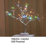 Load image into Gallery viewer, Night Light Home Decoration Bonsai Style Party Cherry Tree Shape LED Light DIY Firework Christmas Gift Plants Switch Copper - Tea Strut