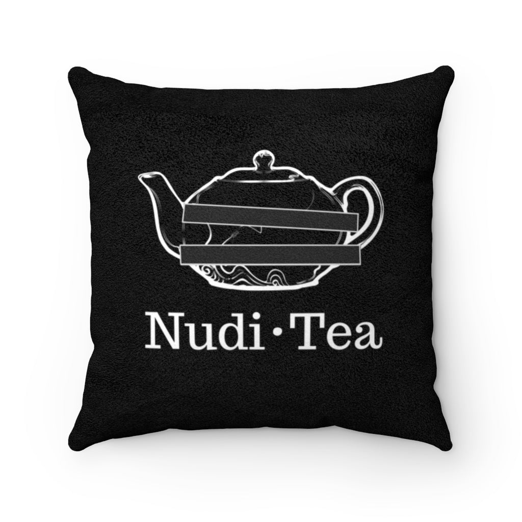 Nudi Tea Black Faux Suede Pillow - Tea Strut