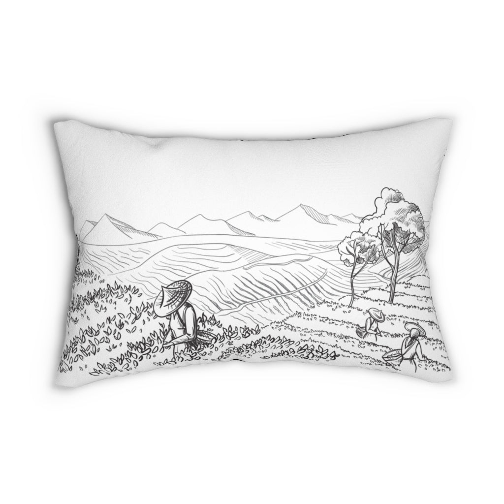 Tea Fields White Pillow - Tea Strut
