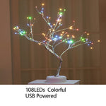 Load image into Gallery viewer, Night Light Home Decoration Bonsai Style Party Cherry Tree Shape LED Light DIY Firework Christmas Gift Plants Switch Copper - Tea Strut
