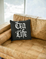 Load image into Gallery viewer, Tea Life Black Faux Suede Pillow - Tea Strut

